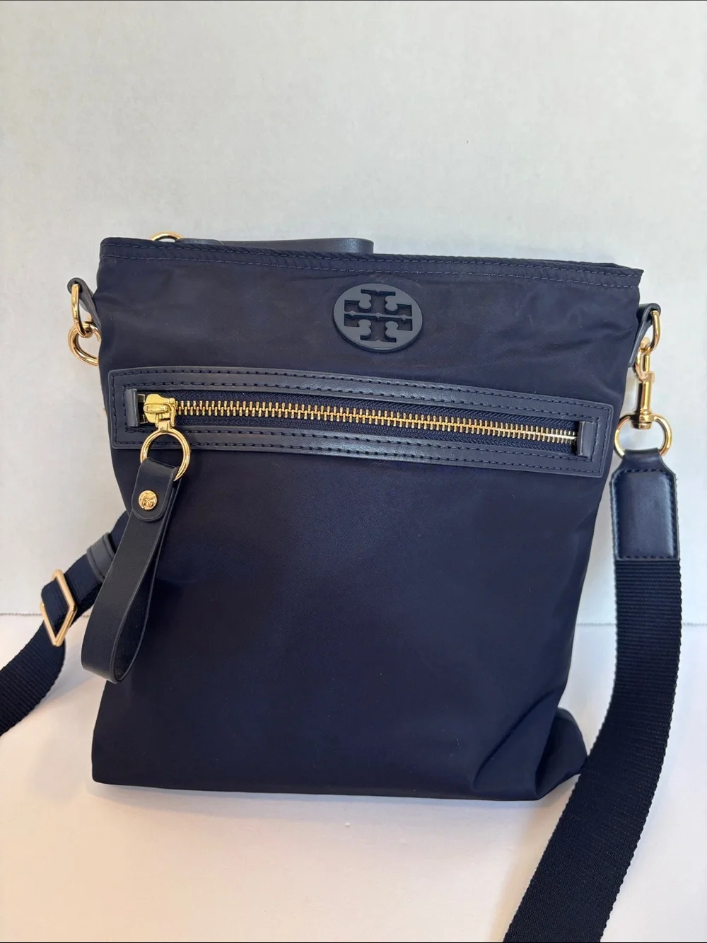 Tory Burch Navy Tilda Swingback Crossbody with Gold-Tone Hardware